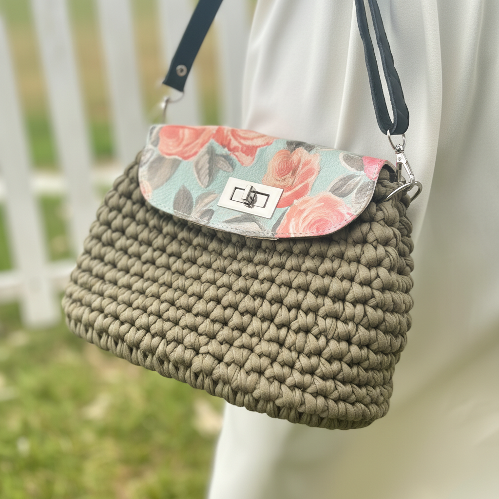 Premium Olive Crochet Bag – Product Focus